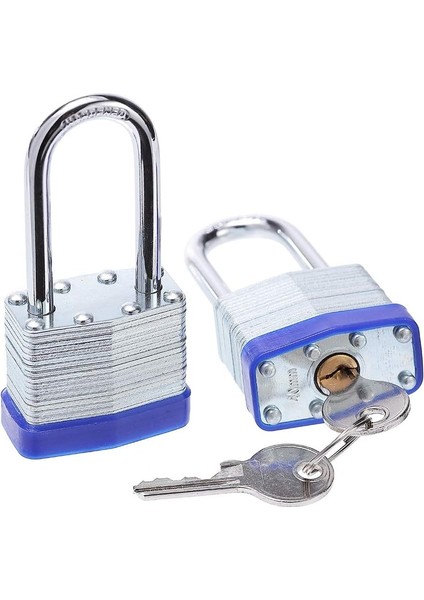 Lamine Çelik Anahtar Kilidi, 1-9/16 Inç Geniş Gövde, Benzer Anahtarlı 2 Asma Kilit, Uzun Kelepçe (Yurt Dışından) fiyatları