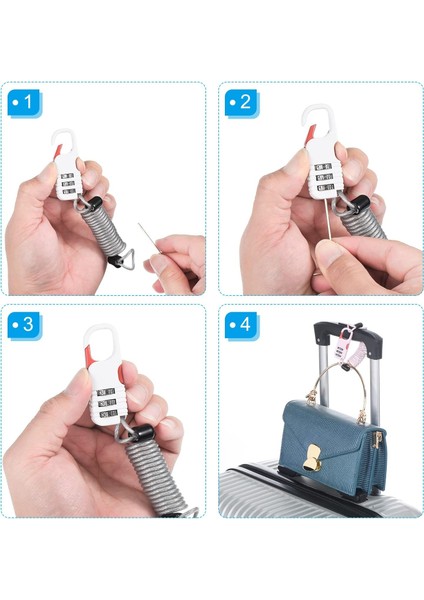 Yaylı Kablo ile 3 Haneli Şifreli Kilit, 2 Adet Kask Asma Kilit 3.3ft Bisiklet Soyunma Seyahat Bagajı Için Esnek Güvenlik Çelik Kilit Teli, Beyaz (Yurt Dışından) fiyatları