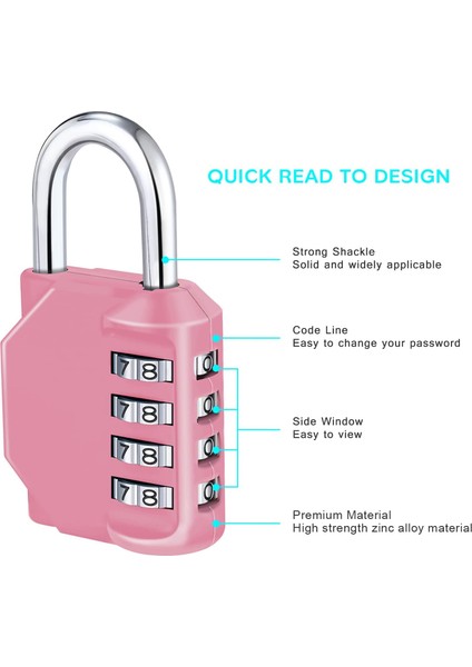 Şifreli Kilit, 4 Haneli Şifreli Asma Kilit Dış Mekan, Okul Kilidi, Spor Salonu Kilidi (Pembe) (Yurt Dışından) fiyatları