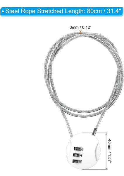 Şifreli Kilit 31,5 Inç, Bagaj Spor Salonu Soyunma Çit Araç Kutusu Sırt Çantası Için Tel Halatlı 3 Haneli Açık Su Geçirmez Kod Asma Kilit (Yurt Dışından) fırsatları