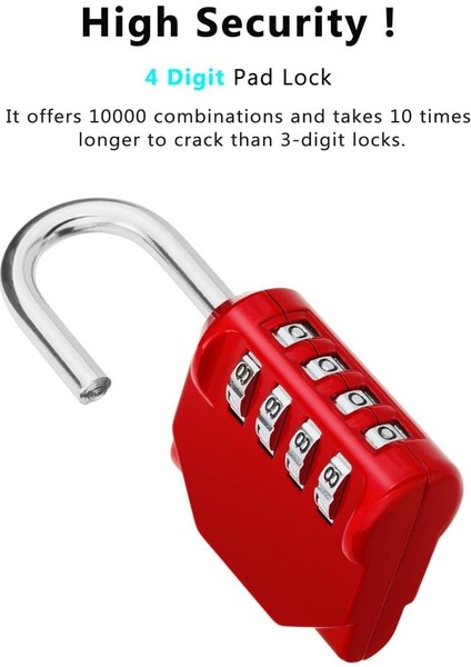Kombinasyon Asma Kilit 2 Paket, Okul Spor Salonu Dolabı Için 4 Haneli Kilit, Dış Mekan Su Geçirmez Combo Kilit (Gümüş ve Kırmızı) (Yurt Dışından) fırsatları