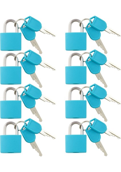 Vıp - 8 Adet Metal Asma Kilit Prinç Bagaj, Sırt Çantası, Günlük, Mücevher Kutusu, El Sanatları, Anahtarlı ve Dayanıklı Kapaklı Okul Öğretim Kilidi (Küçük, Mavi) (Yurt Dışından)