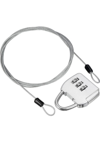 3 Haneli Şifreli Kilitli Güvenlik Çelik Kablo, Seyahat Asma Kilit 1.6ft Kaplamalı Güvenlik Tel Halat Bagaj Bavul Gümüş Için Çift Döngü (Yurt Dışından)