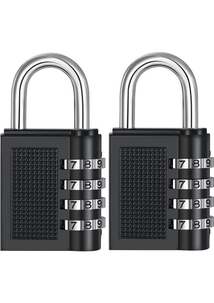 2 Paket Kombinasyon Asma Kilit, Okul Spor Salonu Dolabı Için 4 Haneli Kilit (Siyah ve Gümüş) (Yurt Dışından)