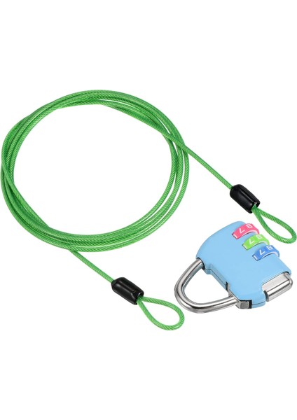 3 Haneli Şifreli Kilitli Güvenlik Çelik Kablo, Bisiklet Zinciri Asma Kilit 6.5ft Kaplamalı Güvenlik Tel Halat Dış Mekan Seyahat Bagajı Için Çift Döngü Gümüş (Yurt Dışından)