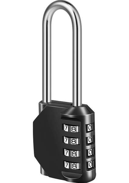 Şifreli Kilit, Okul Spor Salonu Spor Dolabı Için 4 Haneli Şifreli Asma Kilit, Çit, Alet Kutusu, Çanta, Çile Dolabı Depolama (Uzun Kelepçe, 1 Paket, Siyah) (Yurt Dışından)