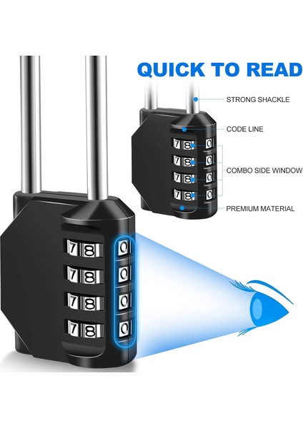 Şifreli Kilit, Okul Spor Salonu Spor Dolabı Için 4 Haneli Şifreli Asma Kilit, Çit, Alet Kutusu, Çanta, Çile Dolabı Depolama (Uzun Kelepçe, 1 Paket, Siyah) (Yurt Dışından) fırsatları