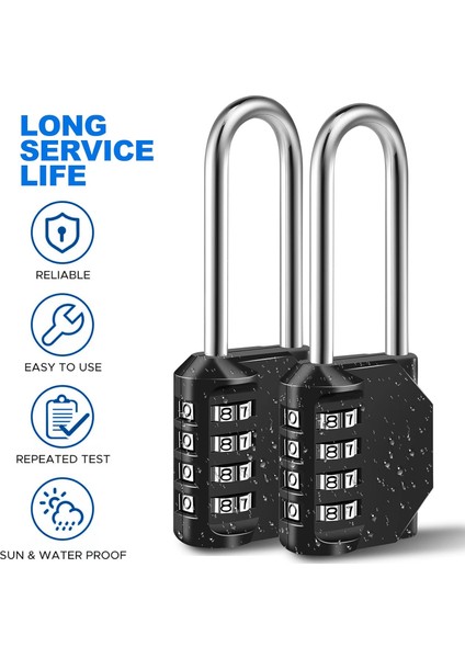 Şifreli Kilit, Okul Spor Salonu Spor Dolabı Için 4 Haneli Şifreli Asma Kilit, Çit, Alet Kutusu, Çanta, Çile Dolabı Depolama (Uzun Kelepçe, 1 Paket, Siyah) (Yurt Dışından) indirimleri