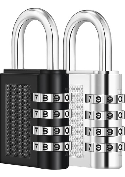 2 Paket Kombinasyon Asma Kilit, Okul Spor Salonu Dolabı Için 4 Haneli Kilit (Siyah ve Gümüş) (Yurt Dışından)