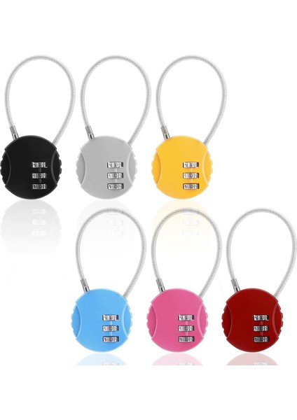 Adet Şifreli Kilit, 3 Haneli Şifreli Asma Kilit Açık Su Geçirmez Kod Kilitleri Okul Spor Salonu Için Tel Halat ile Soyunma Sırt Çantası Bavul Bagaj Kapı Araç Kutuları (6 Renk/set) (Yurt Dışından)