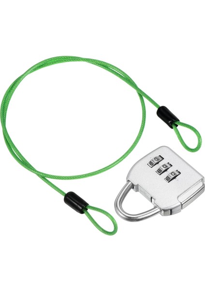 3 Haneli Şifreli Kilitli Güvenlik Çelik Kablo, Seyahat Asma Kilit 3ft Kaplamalı Güvenlik Tel Halat Bagaj Bavul Gümüş Için Çift Döngü (Yurt Dışından)
