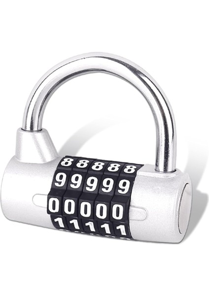 5 Haneli Şifreli Kilit,spor Salonu Asma Kilidi,değiştirilebilir Şifreli Kilit,okul Dolaplarına Uygun,alet Kutuları,çitler,gümüş(1 Paket) (Yurt Dışından)