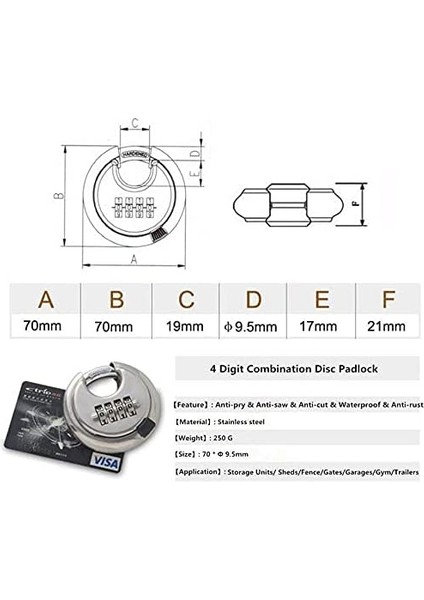 10 Paket Paslanmaz Çelik Discus Asma Kilit 4 Haneli (3 Inç) Depo, Hangarlar, Depolama Dolabı, Üniteler Için Dış Mekan Şifreli Kilit (Gümüş, 10 Paket) (Yurt Dışından) fiyatları