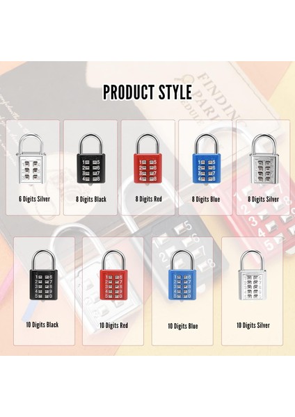 2 Adet 8 Haneli Kombinasyon Asma Kilit Basma Düğmesi Kilidi Soyunma Spor Salonu, Kasa, Çekmece, Araç Kutusu Mavi (Yurt Dışından)