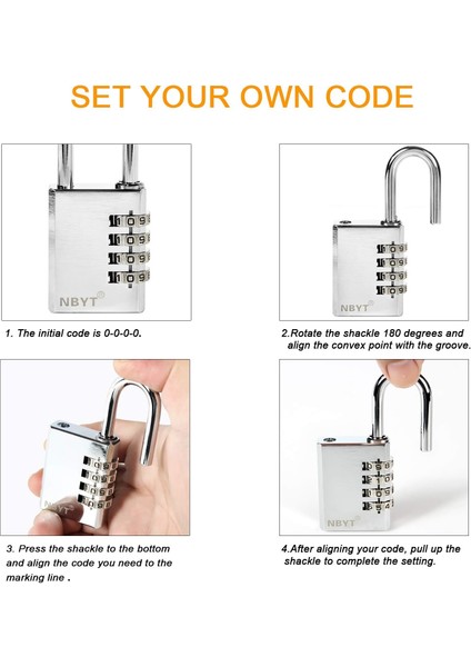 Şifreli Kilit 4 Haneli Açık Su Geçirmez Asma Kilit Okul Spor Salonu Dolabı, Spor Dolabı, Çit, Alet Kutusu, Kapı, Kasa, Çile Depolama T5014-SS(1.1IN) (Yurt Dışından) modelleri