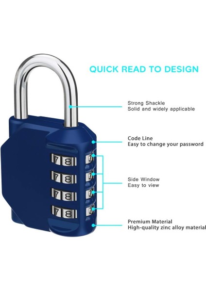 Kombinasyon Şifreli Asma Kilit - Dış Mekan Sıfırlanabilir Gizli Kod Kilidi, Kapı/spor Salonu/alet Çantası Kullanımına Başvurun (4 Haneli, Gümüş Ton) (Yurt Dışından)