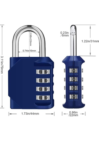 Kombinasyon Şifreli Asma Kilit - Dış Mekan Sıfırlanabilir Gizli Kod Kilidi, Kapı/spor Salonu/alet Çantası Kullanımına Başvurun (4 Haneli, Gümüş Ton) (Yurt Dışından)