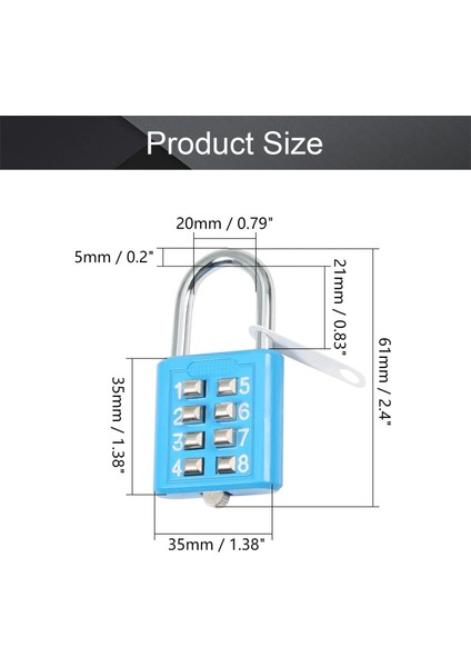 1 Adet 8 Haneli Kombinasyon Asma Kilit Basma Düğmesi Kilidi Soyunma Spor Salonu, Kasa, Çekmece, Araç Kutusu Mavi (Yurt Dışından) fırsatları