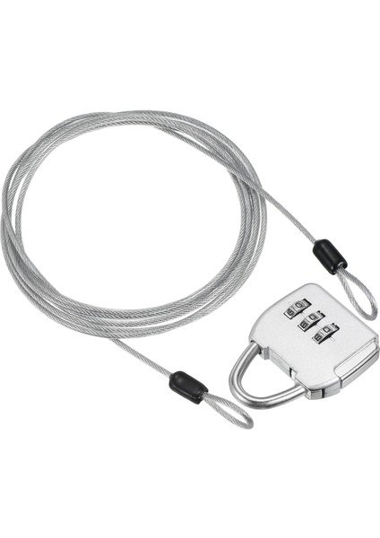 3 Haneli Şifreli Kilitli Güvenlik Çelik Kablo, Seyahat Asma Kilit 3ft Yeşil Kaplamalı Güvenlik Tel Halat Bagaj Bavul Için Çift Döngü, Gümüş (Yurt Dışından)