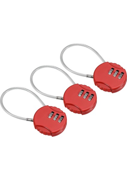 Şifreli Kilit 4.7 Inç, 3 Adet 3 Haneli Açık Su Geçirmez Kod Asma Kilit Bagaj Spor Salonu Soyunma Çit Araç Kutusu Sırt Çantası Için Tel Halatlı, Kırmızı (Yurt Dışından)