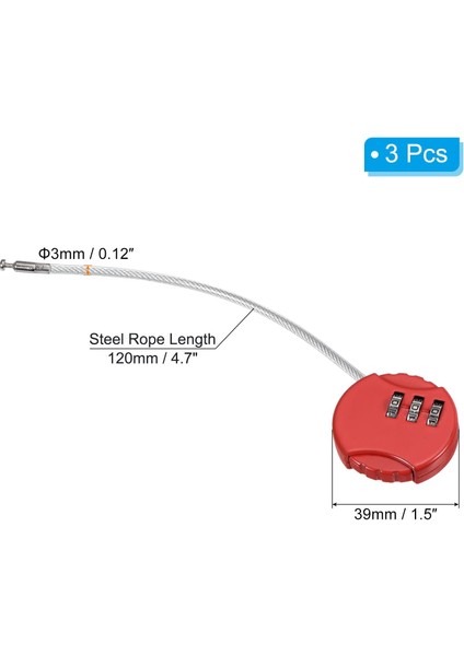 Şifreli Kilit 4.7 Inç, 3 Adet 3 Haneli Açık Su Geçirmez Kod Asma Kilit Bagaj Spor Salonu Soyunma Çit Araç Kutusu Sırt Çantası Için Tel Halatlı, Kırmızı (Yurt Dışından) fırsatları