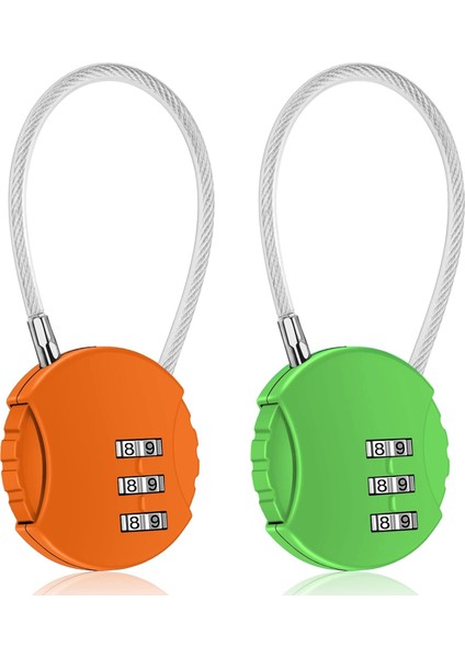 2 Paket Şifreli Kilit 3 Haneli Açık Su Geçirmez Asma Kilit Okul Spor Salonu Dolabı, Spor Dolabı, Çit, Alet Kutusu, Kapı, Kasa, Çile Depolama (Yeşil ve Turuncu) (Yurt Dışından)