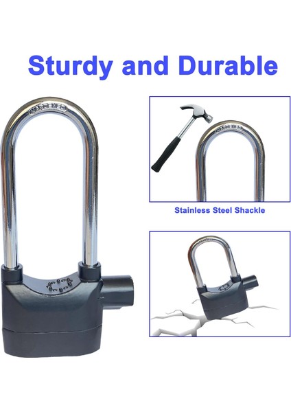 Uzun Çapraz Işın Alarm Kilidi 110DBA Evrensel Güvenlik Alarm Kilit Sistemi Anti-Hırsızlık Kapı Motorlu Bisiklet Için 3 Tuşlu Asma Kilit (1 Adet) (Yurt Dışından) fırsatları