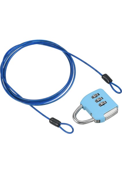 Haneli Şifreli Kilitli Güvenlik Çelik Kablo, Seyahat Asma Kilit 3ft Kaplamalı Güvenlik Tel Halat Bagaj Bavul Mavi Için Çift Döngü (Yurt Dışından)