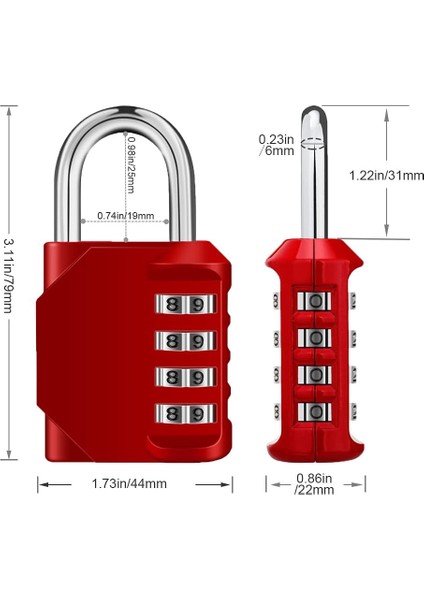 Kombinasyon Asma Kilitler, Spor Salonu Kilidi Için 4 Haneli Sayı Kodu, Okul Kilidi, Soyunma Kilidi, Çalışan Kilidi (Kırmızı, 2'li Paket) (Yurt Dışından) indirimleri