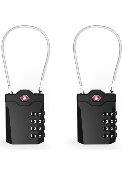 Tsa Onaylı Çelik Kablolu Bagaj Kilitleri Muayene Göstergeli 4 Haneli Şifreli Kilit Bavul Sırt Çantası Bagajı Için Anahtarsız Asma Kilit (2 Paket) (Yurt Dışından)
