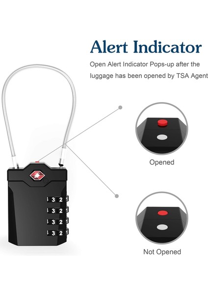 Tsa Onaylı Çelik Kablolu Bagaj Kilitleri Muayene Göstergeli 4 Haneli Şifreli Kilit Bavul Sırt Çantası Bagajı Için Anahtarsız Asma Kilit (2 Paket) (Yurt Dışından) modelleri