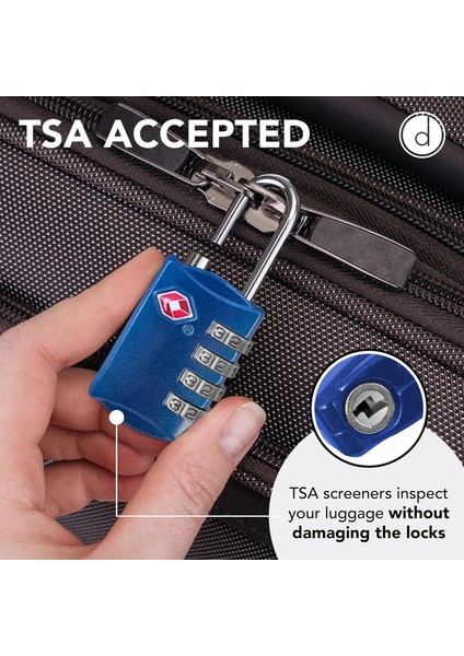 Tsa Bagaj Kilitleri (2 Paket) - 4 Haneli Şifreli Çelik Asma Kilitler - Valizler ve Bagajlar Için Onaylı Seyahat Kilidi - Mavi (Yurt Dışından) fırsatları