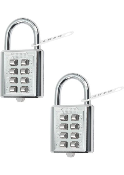Haneli Kombinasyon Asma Kilit, Basma Düğmesi Kilidi Gümüş, Okul Dolabı, Spor Salonu, Kasa, Çit Kapısı, Çekmece ve Araç Kutusu Için Çinko Alaşımlı Bagaj Asma Kilit 2 Adet (Yurt Dışından)