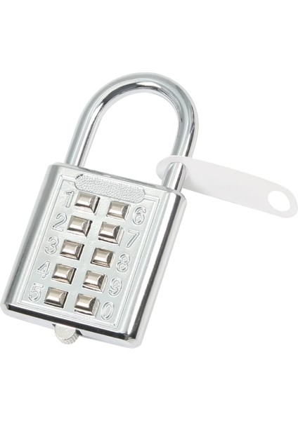 10 Haneli Kombinasyon Asma Kilit Basma Düğmesi Dijital Kilit Bavul Bagaj Çekmece Kapı Araç Kutusu Gümüş Ton (Yurt Dışından)