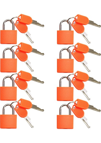 Vıp - Küçük Mini Dayanıklı Abs Kaplı Prinç Gövde Ayrı Anahtarlı Asma Kilit - 8'li Kilit Seti (Turuncu, 8'li Paket) (Yurt Dışından) fiyatları