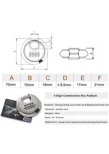 Paket Paslanmaz Çelik Discus Asma Kilit 4 Haneli (3 Inç) Depo, Hangarlar, Depolama Dolabı, Üniteler Için Dış Mekan Şifreli Kilit (Gümüş, 2 Paket) (Yurt Dışından) fiyatları