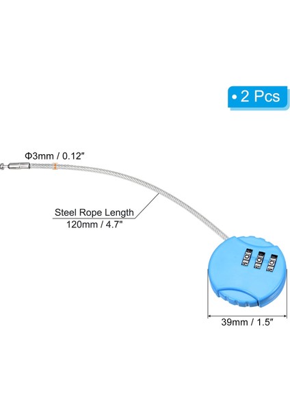 Şifreli Kilit 4,7 Inç, 2 Adet 3 Haneli Açık Su Geçirmez Kod Asma Kilit Bagaj Spor Salonu Soyunma Çit Araç Kutusu Sırt Çantası Için Tel Halatlı, Mavi (Yurt Dışından) fiyatları