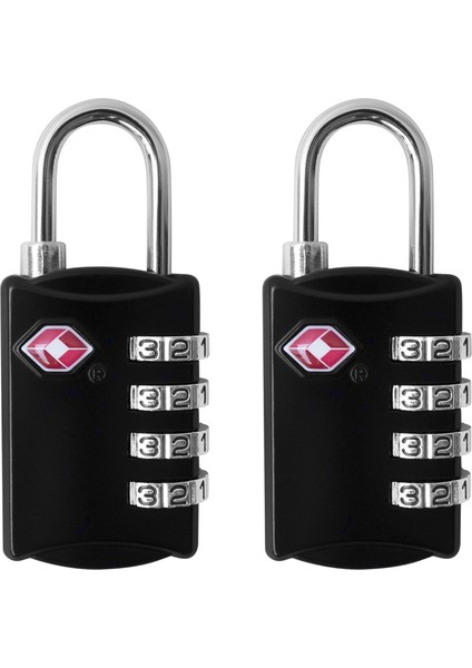Tsa Bagaj Kilitleri (2 Paket) - 4 Haneli Şifreli Çelik Asma Kilitler - Bavullar ve Bagajlar Için Onaylı Seyahat Kilidi - Tsa Kilidi - Siyah (Yurt Dışından)
