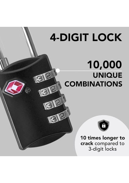 Tsa Bagaj Kilitleri (2 Paket) - 4 Haneli Şifreli Çelik Asma Kilitler - Bavullar ve Bagajlar Için Onaylı Seyahat Kilidi - Tsa Kilidi - Siyah (Yurt Dışından) fiyatları