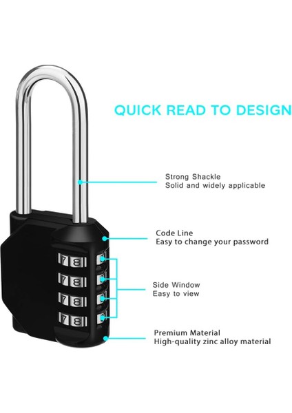 Şifreli Asma Kilit, 2,2 Inç Uzun Kelepçe Kilidi, Okul, Spor Salonu, Dış Mekan Kulübesi Dolabı, Çile Dolabı, Kapı (Şerit) Için 4 Haneli Yeniden Ayarlanabilir Şifreli Kilit (Yurt Dışından) modelleri
