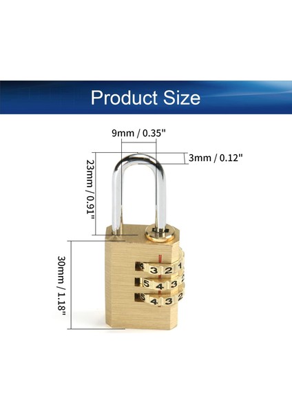 Haneli Şifreli Asma Kilit Prinç Asma Kilit Ağır Hizmet Tipi Şifreli Kilit Iç ve Dış Mekan Için Büyük 3 Mermi Küçük Güvenlik Bagajı 4 Adet (Yurt Dışından) fırsatları