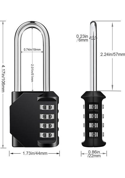 Uzun Kelepçe Asma Kilit, 4 Haneli Şifreli Kilit, Okul, Spor Salonu, Çalışan Dolabı, Dış Mekan, Çit Için Sıfırlanabilir Hava Koşullarına Dayanıklı Combo Kilit (Siyah, 2 Paket) (Yurt Dışından) fırsatları