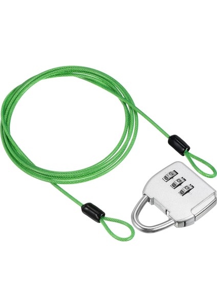 Haneli Şifreli Kilitli Güvenlik Çelik Kablo, Seyahat Asma Kilit 1.6ft Yeşil Kaplamalı Güvenlik Tel Halat Bagaj Bavul Gümüş Için Çift Döngü (Yurt Dışından)