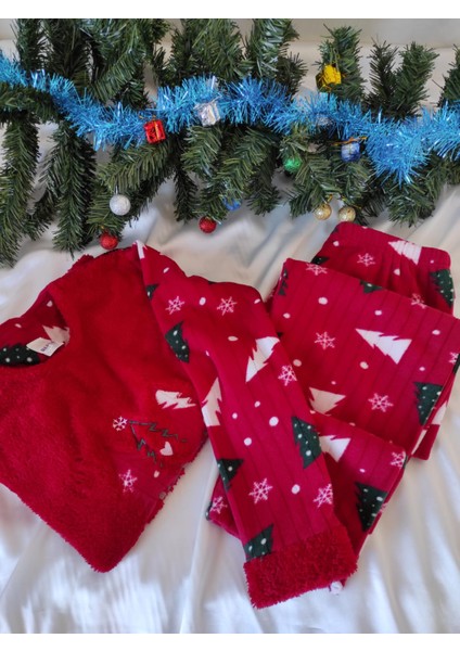 Kırmızı Christmas Noel Polar Pijama Takımı