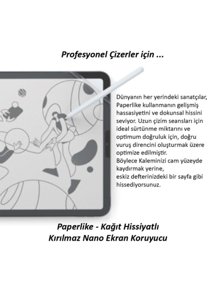 Ipad 5. Nesil 9.7” Inç 2017 Paperlike Ekran Koruyucu Kağıt Hissiyatlı Paper Like Nano Kırılmaz