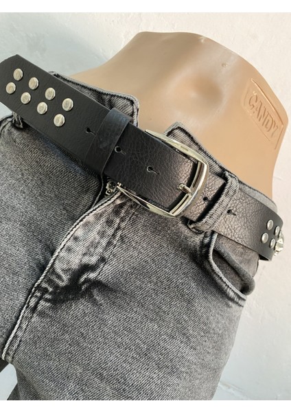 4.cm Gümüş Renk Rivet&kuru Kafalı Punk Metalci Kemer indirimleri