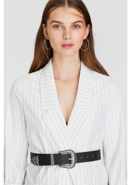 Kadın Siyah Geniş Kovboy Kemer 03383002 fırsatları