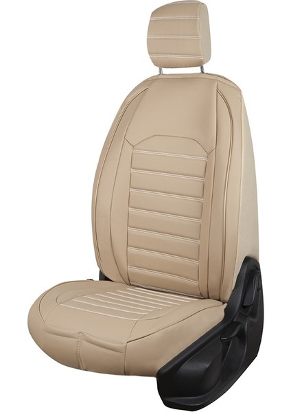 fiat Stilo Uyumlu Lüks Deri Oto Koltuk Kılıfı Ön Arka Takım Set Giydirme Model Bej