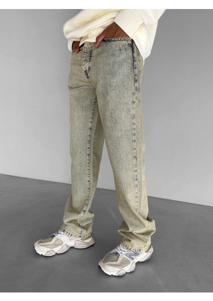 Overdyed Straight Fit Jean Sarı fiyatları
