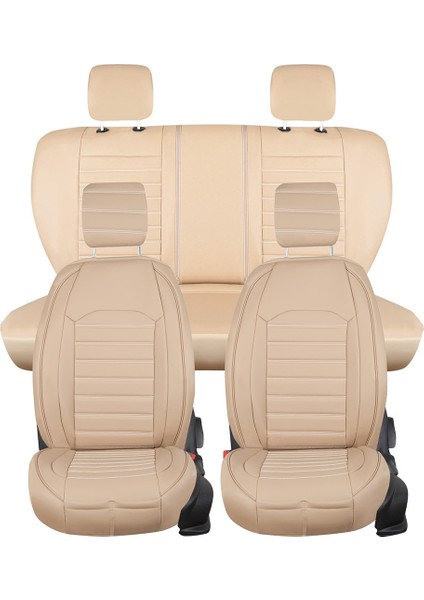 Fiat Egea Stw Uyumlu Lüks Deri Oto Koltuk Kılıfı Ön Arka Takım Set Giydirme Model Bej